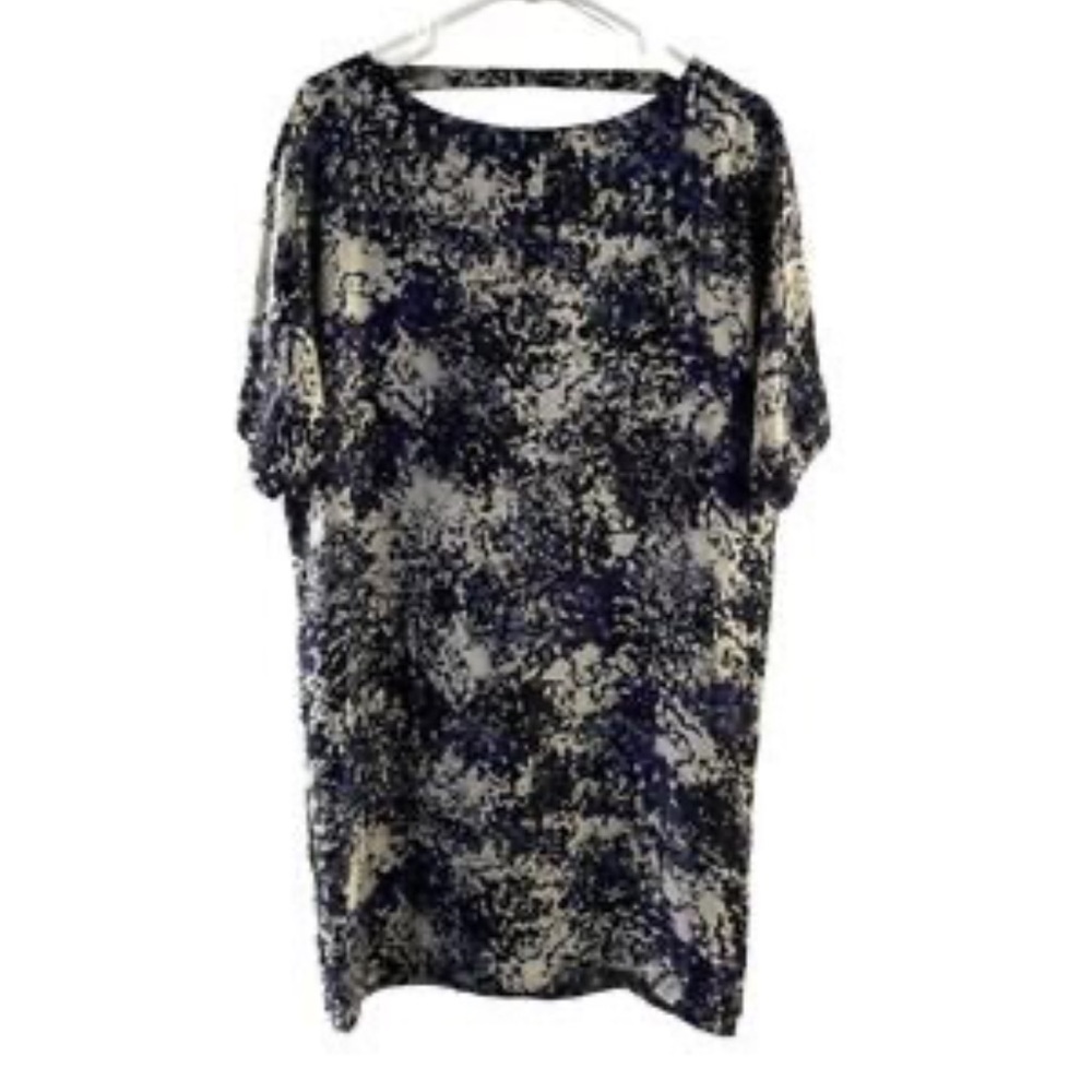 Club Monaco 💯 Silk Floral Abstract Back Cutout Dress